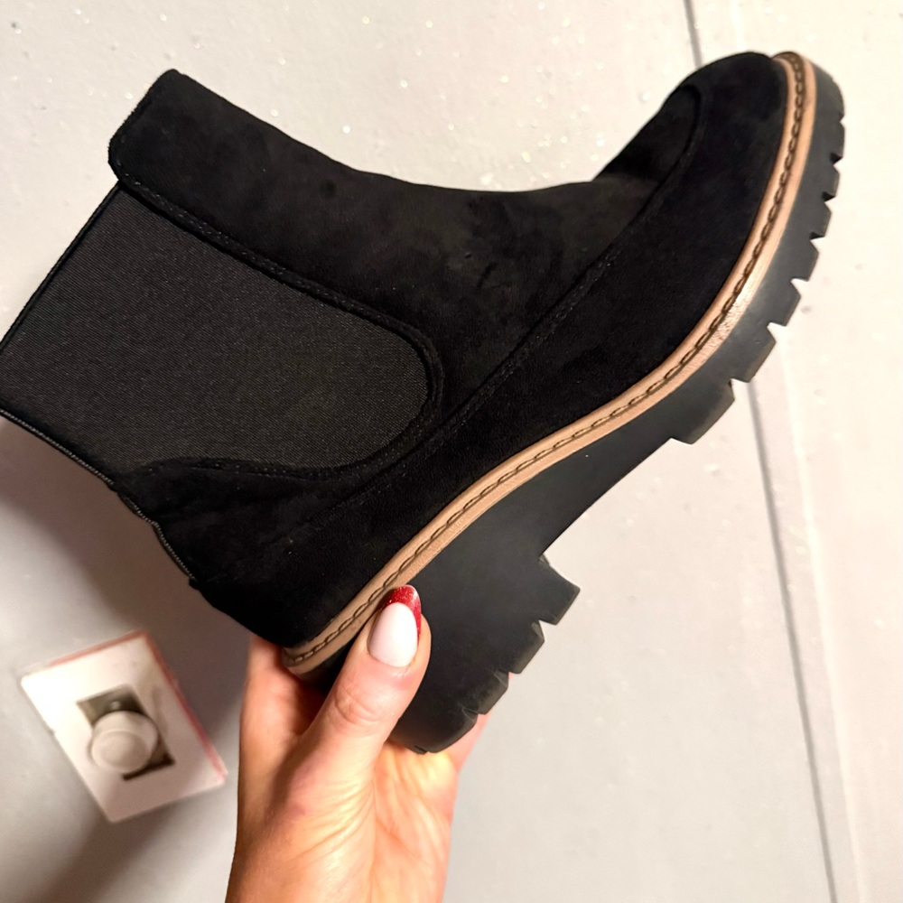 Pierre Dumas Black Ankle Booties with Tan Sole